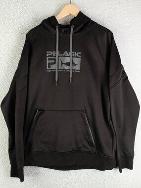Pelagic Hoodie Mens Large Black Logo Zip Pockets Hooded Sweatshirt Fishing